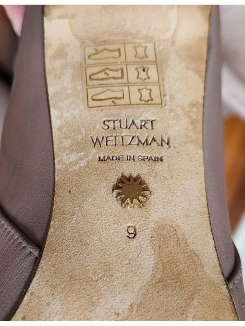 Stuart Weitzman Brown Leather Suede Cuff Knee High Boots Block Heel Size 9 Spain